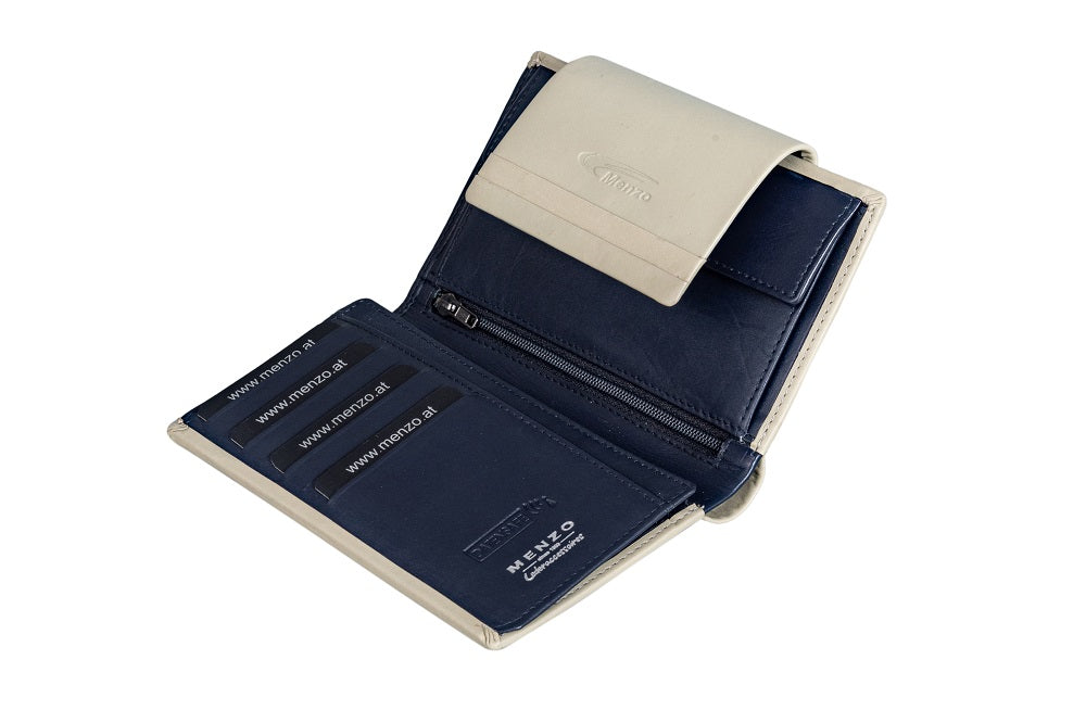 Damenbörse | Nappaleder | Navy-Creme