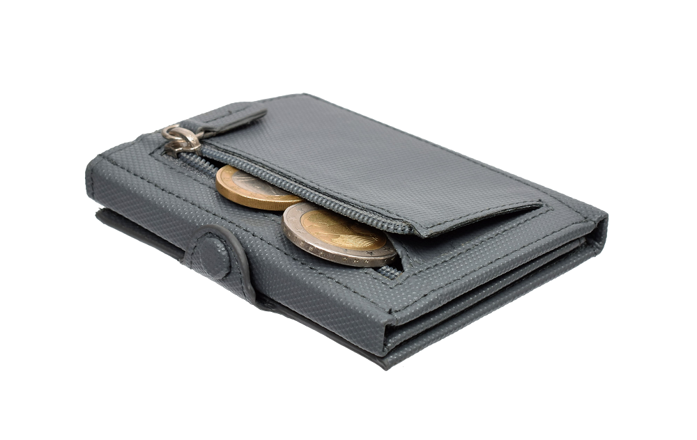 X-POC 7049 Kreditkarten Slim-Wallet mit Münzfach Rindsleder/grau