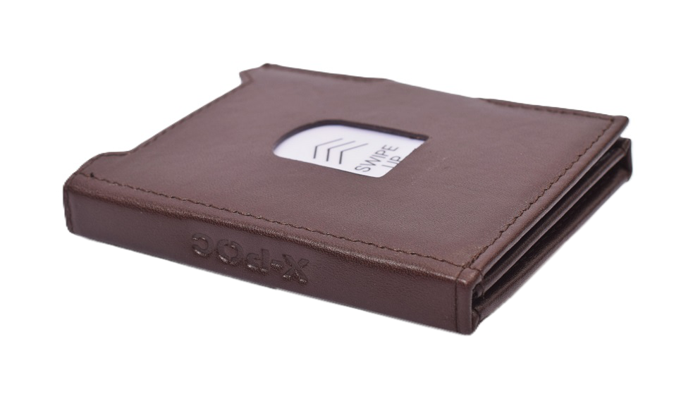 X-POC 7049 Kreditkarten Slim-Wallet mit Münzfach Rindsleder/dunkelbraun