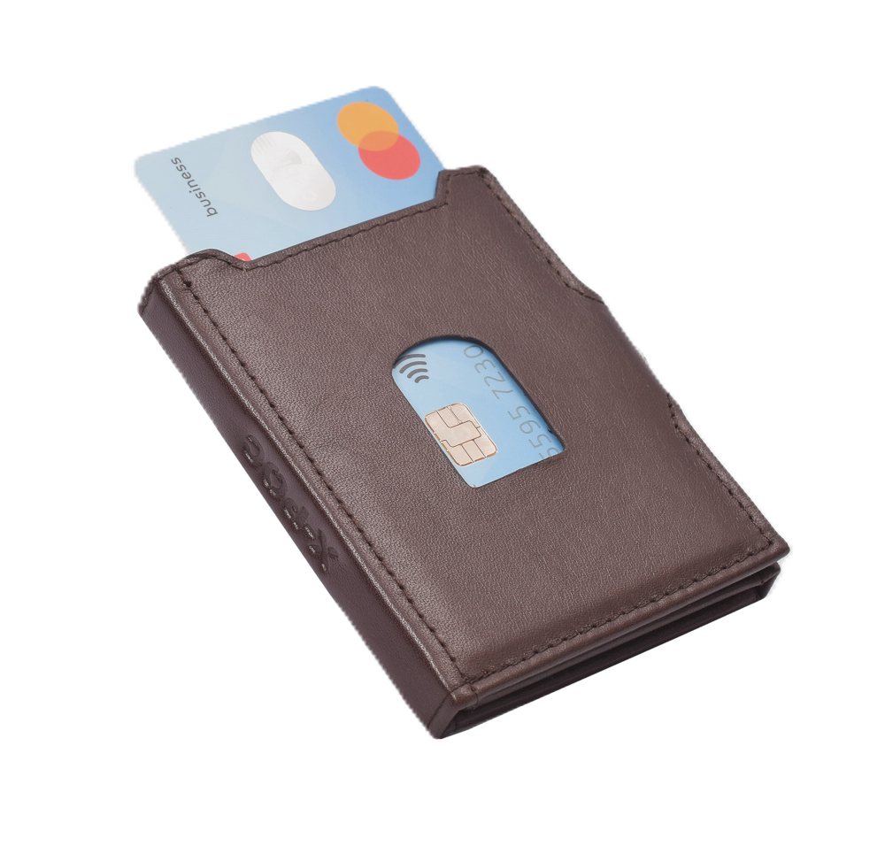 X-POC 7049 Kreditkarten Slim-Wallet mit Münzfach Rindsleder/dunkelbraun