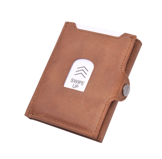 X-POC 7049Kreditkarten Slim-Wallet mit Münzfach Büffelleder/ deltabraun