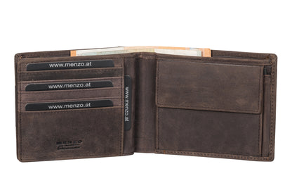Menzo 8042 Herrenbörse darkbraun / Büffelleder