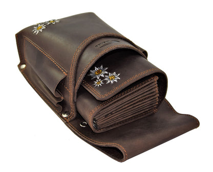 Menzo 837 Kellnerbörsenset - 3-teilig - marone-edelweiss (Kellnerbörsenset + Getränkehalter + Gürtel)