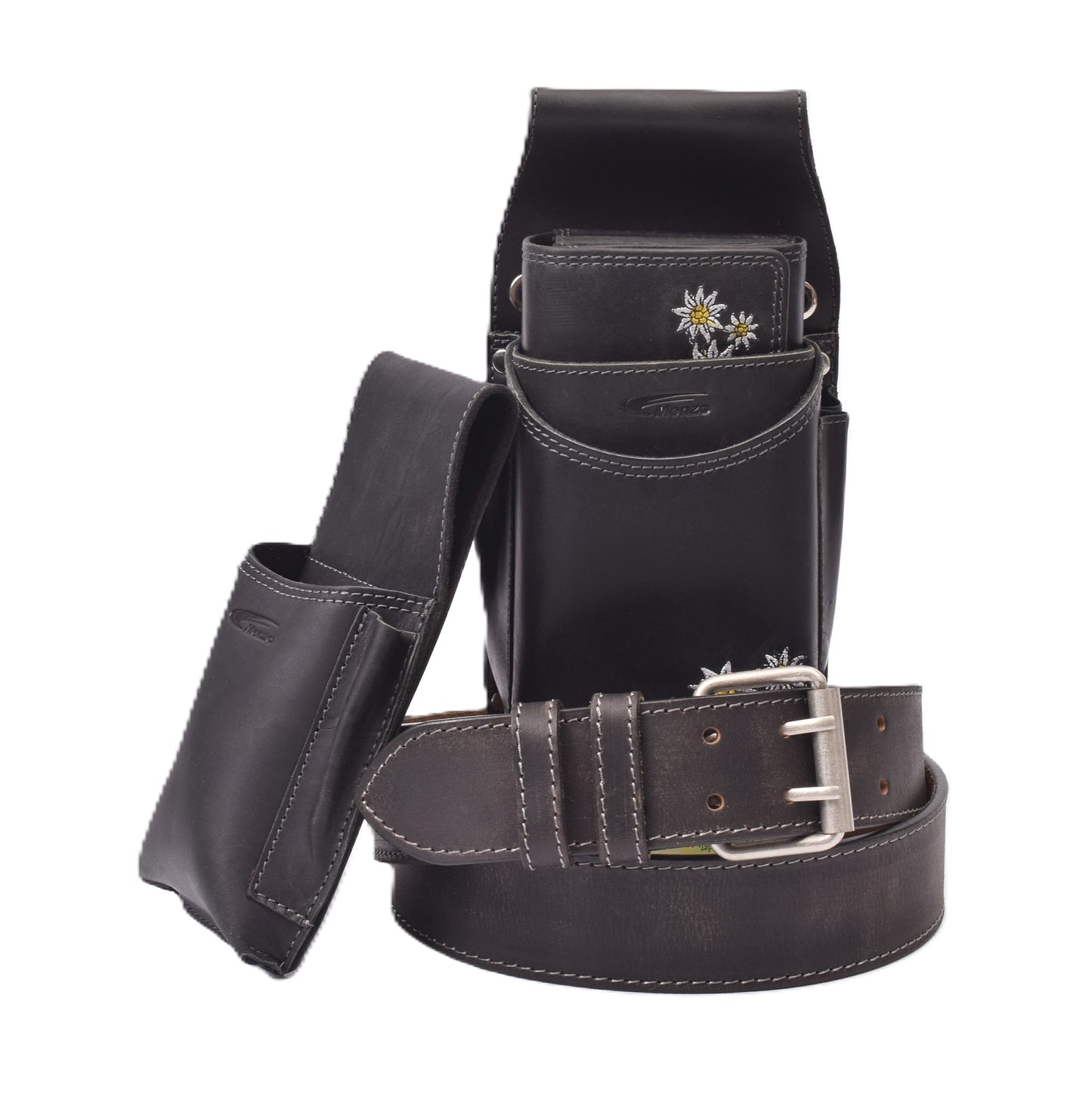 Kellnerbörsenset - 3-teilig - schwarz-edelweiss (Kellnerbörsenset + Computerhalter + Gürtel)