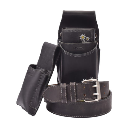 Kellnerbörsenset - 3-teilig - schwarz-edelweiss (Kellnerbörsenset + Computerhalter + Gürtel)