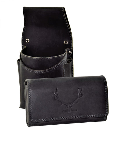 Menzo-Kellnerbörsenset - 3-teilig - schwarz-geweih (Kellnerbörsenset + Getränkehalter + Gürtel)