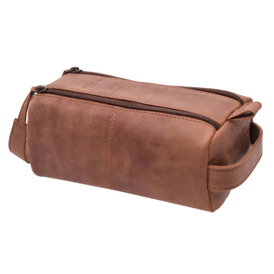 Kulturtasche | Büffelleder | Deltabraun