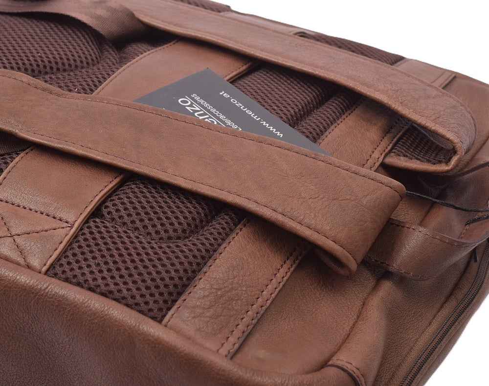 Menzo MB85 - Rucksack Rindsleder washed/braun für 15" Laptop