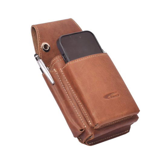 Menzo 994 Computertasche 2-fach Büffelleder/deltabraun