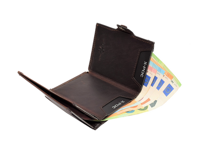 X-POC 7049 Kreditkarten Slim-Wallet mit Münzfach Rindsleder/dunkelbraun