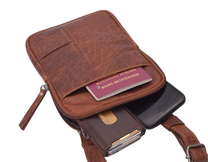 Menzo MB109 Umhängetasche Büffelleder/cognac