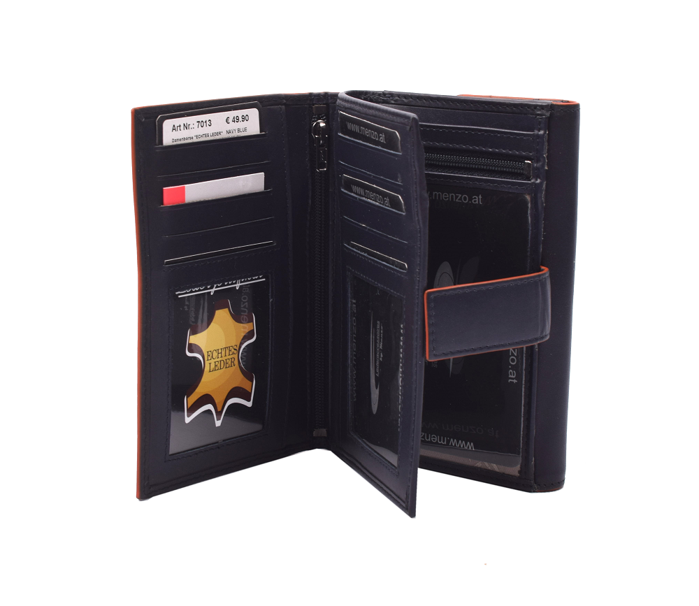 Menzo 7013 Damenbörse saison3 navy-orange / Nappaleder