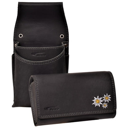 Kellnerbörsenset - 3-teilig - schwarz-edelweiss (Kellnerbörsenset + Computerhalter + Gürtel)