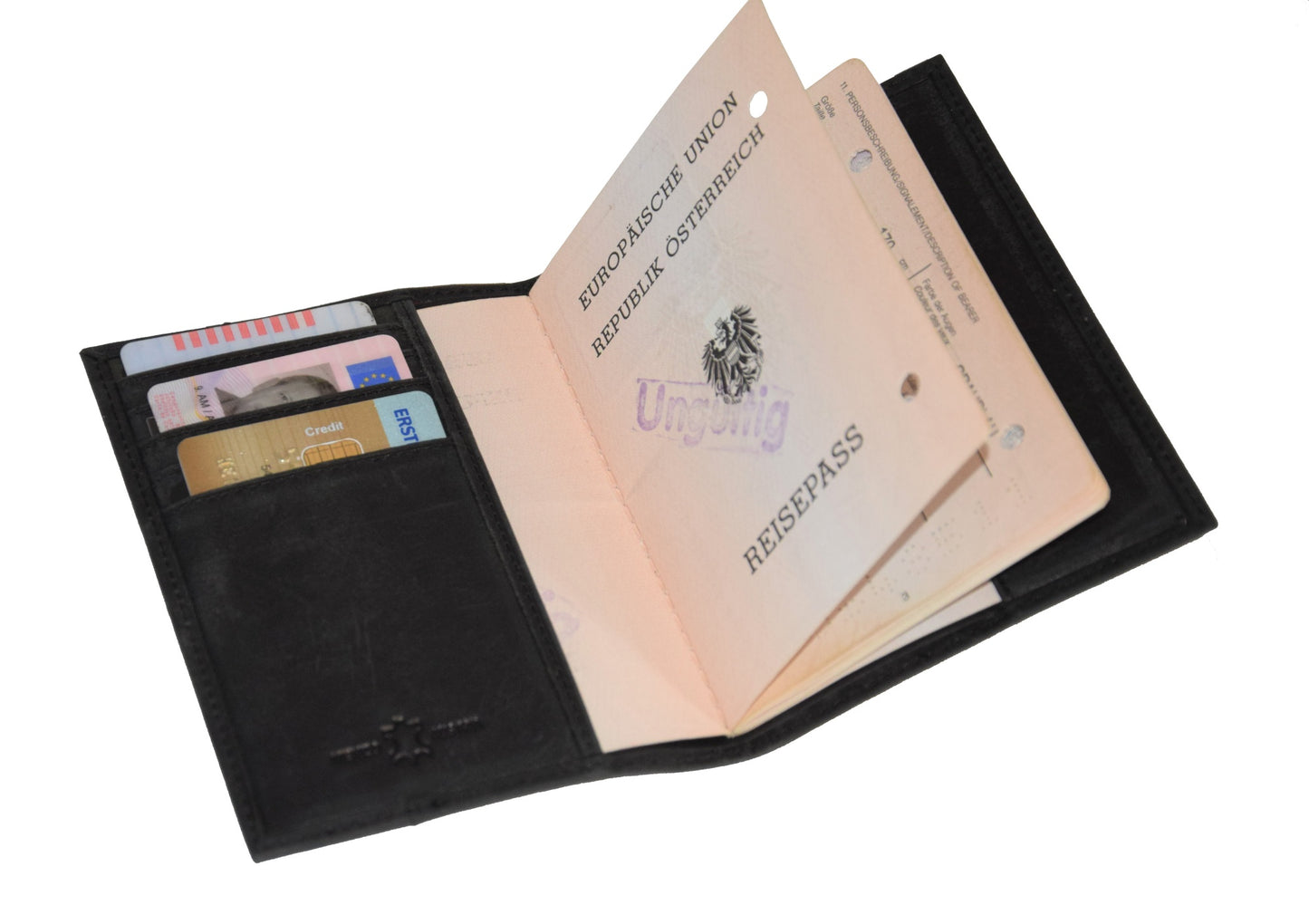 Menzo 936 Reisepassetui Büffelleder/schwarz-hunter
