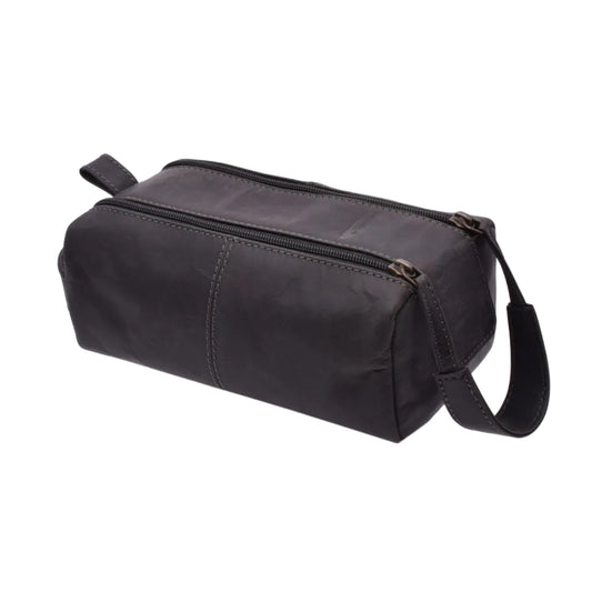 Kulturtasche | Büffelleder | Schwarz