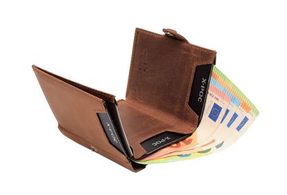 X-POC 7048 Kreditkarten Slim-Wallet Büffelleder/deltabraun