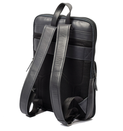 Menzo MB64D - Rucksack Rindsleder/blau für 13,3 Zoll Laptop