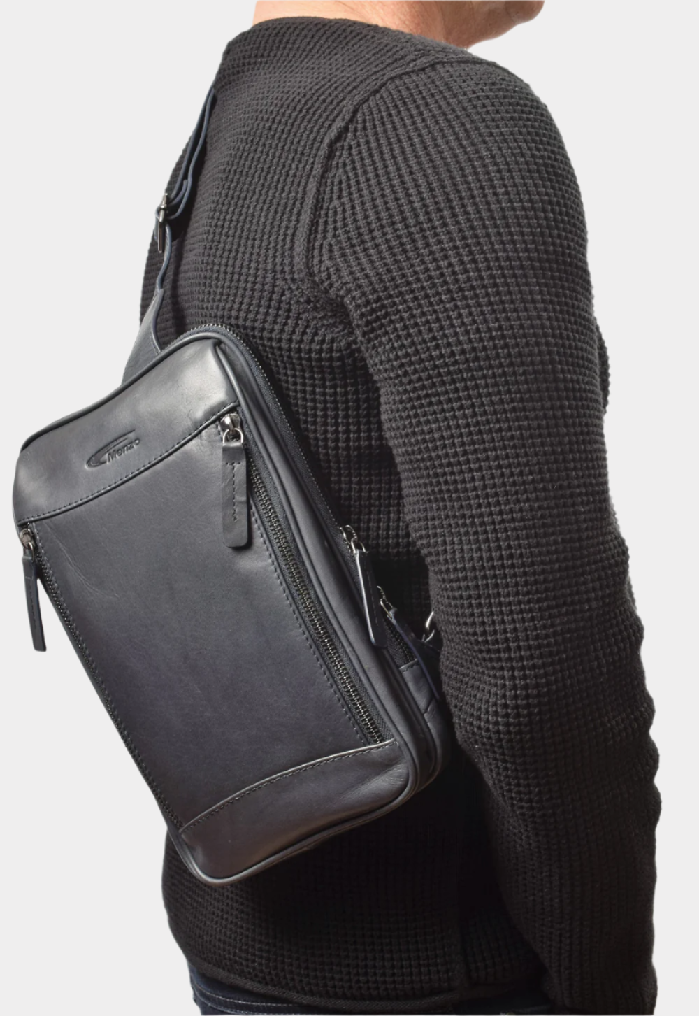 Menzo MB68D - Cross-Body-Bag Rindsleder/blau