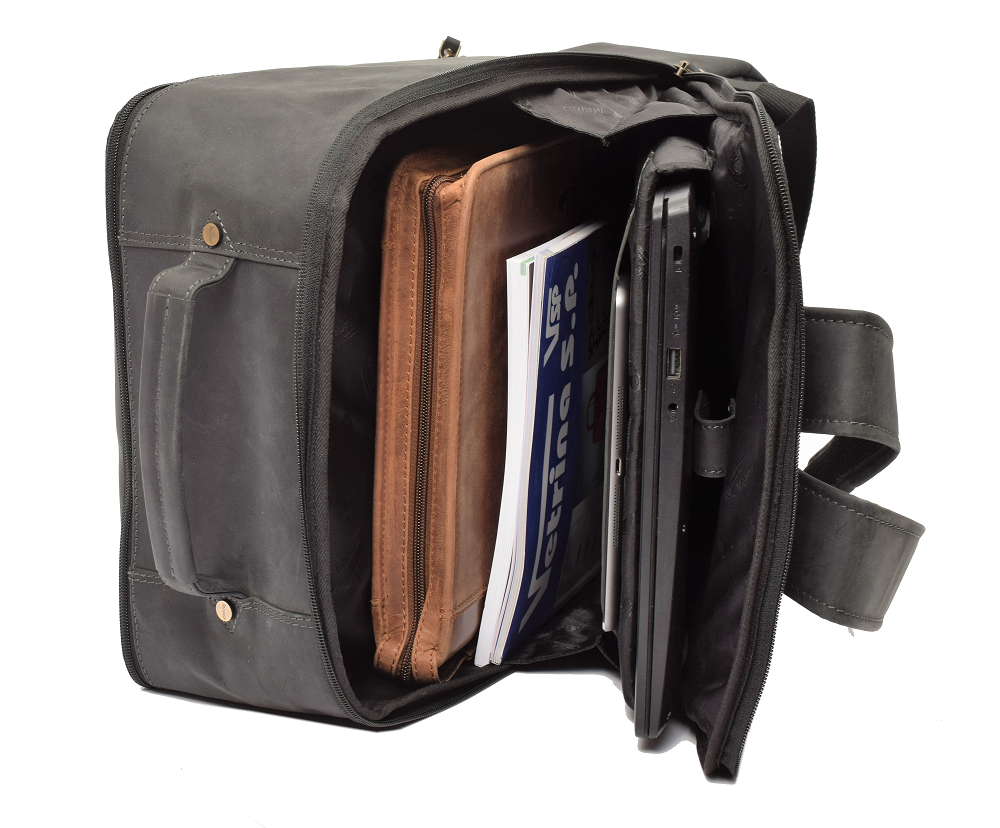 Menzo MB80 - Rucksack Büffelleder/schwarz für 15,6 Zoll Laptop