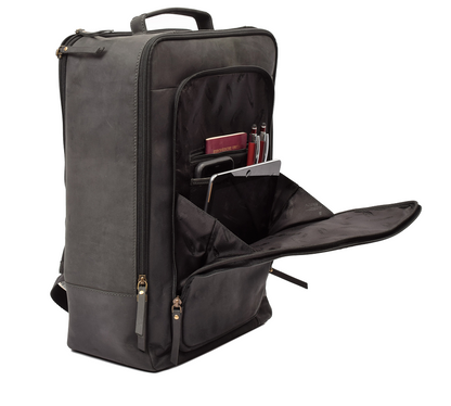 Menzo MB80 - Rucksack Büffelleder/schwarz für 15,6 Zoll Laptop
