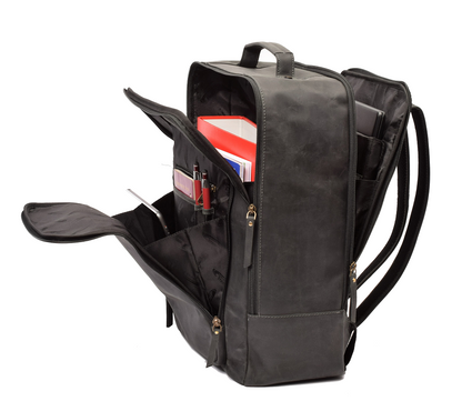 Menzo MB80 - Rucksack Büffelleder/schwarz für 15,6 Zoll Laptop