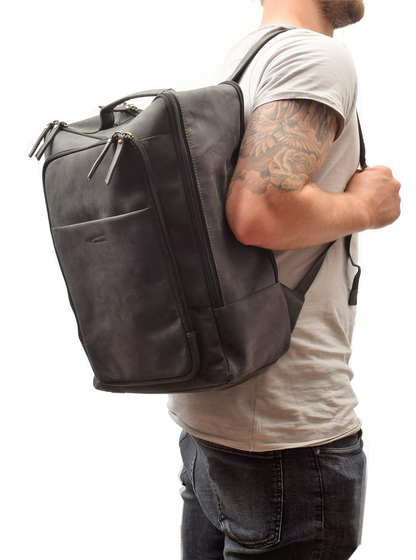 Menzo MB80 - Rucksack Büffelleder/schwarz für 15,6 Zoll Laptop