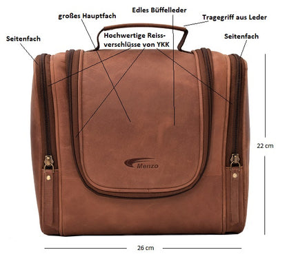 Menzo MB61 Kulturbeutel Büffelleder/deltabraun